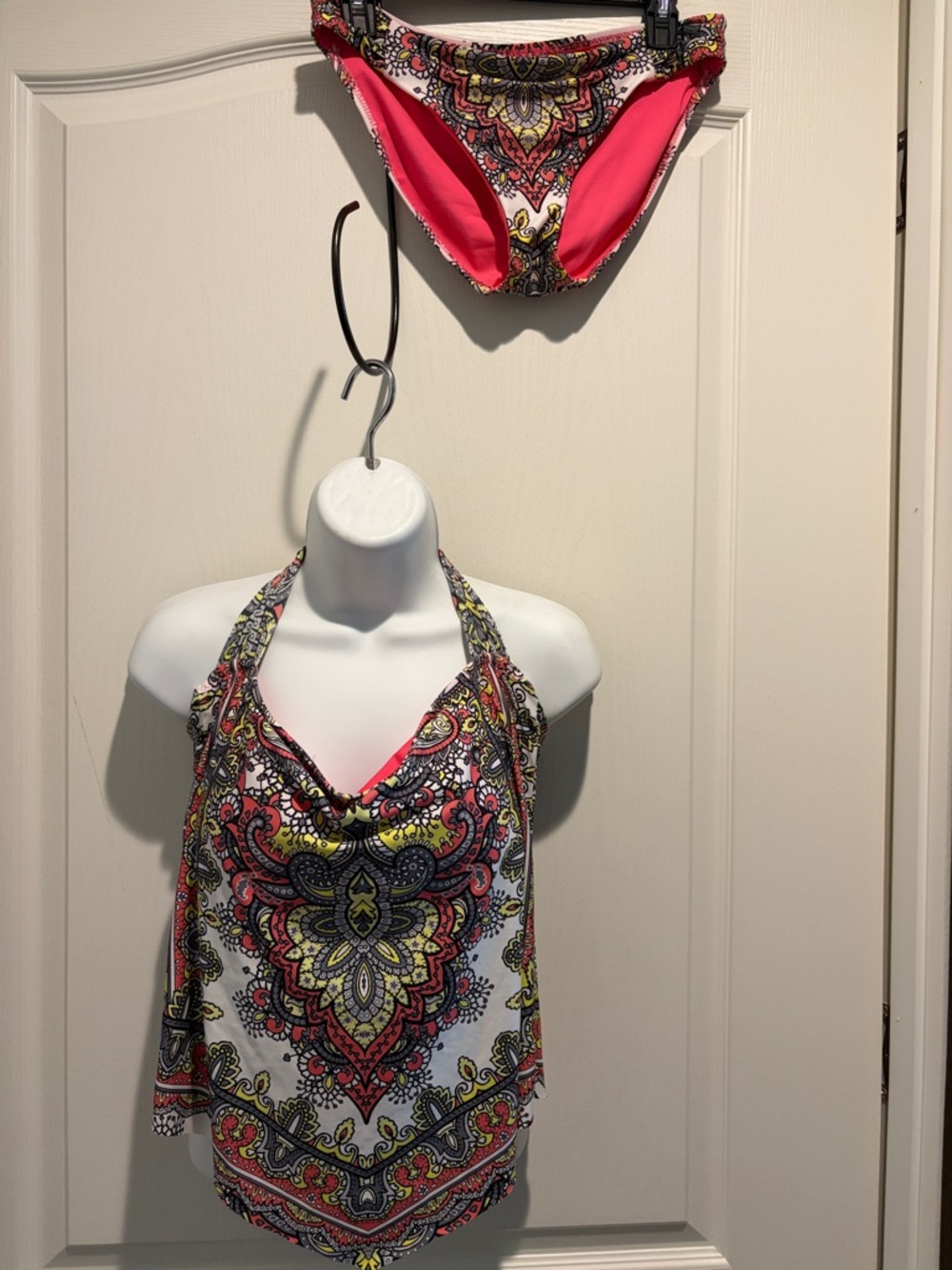 BECCA Paisley Print Tankini with Pink Accents
